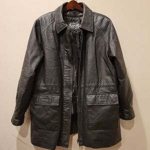GINO Quality Leather Men's Jacket Zippered Lining flap Pockets Size XL
